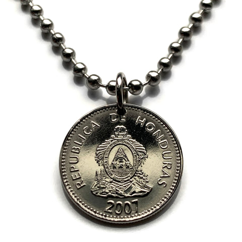 2010 Honduras 20 Centavos coin pendant necklace jewelry pirámide Lempira Lenca Tegucigalpa Choluteca masonic eye Yoro Olancho El Paraíso Atlántida Copán La Ceiba San Pedro Sula Choloma Comayagua Centroamérica n003596