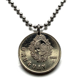 1980 Uruguay 1 Peso coin pendant Sol de Mayo cerro Montevideo Artigas caballo vaca escudo Charrúa Rioplatense Maldonado Cocoliche n002718