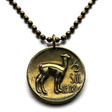 Peru 1/2 Sol coin pendant Peruvian llama alpaca vicuña Cuzco Machu Picchu Sacsayhuamán Huayna Picchu Inca empire Urubamba river Andes Tawantinsuyu guanaco Arequipa Trujillo Chiclayo Lima Callao Arequipa Iquitos uancayo Piura Chimbote Pucallpa n000505