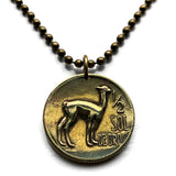 Peru 1/2 Sol coin pendant Peruvian llama alpaca vicuña Cuzco Machu Picchu Sacsayhuamán Huayna Picchu Inca empire Urubamba river Andes Tawantinsuyu guanaco Arequipa Trujillo Chiclayo Lima Callao Arequipa Iquitos uancayo Piura Chimbote Pucallpa n000505