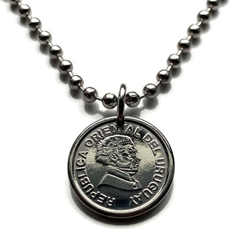 1994 Uruguay 10 Centesimos coin pendant Artigas Montevideo Tacuarembó Melo Mercedes Minas Rocha San José Cerro Largo Sol de Mayo Cocoliche n003212