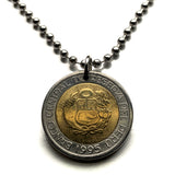 1995 Peru 2 Soles coin pendant necklace jewelry escudo Peruano Lima Cuzco Machu Picchu Inca Chiclayo Huancayo Iquitos Chimbote Ica Puno Cajamarca Pucallpa Piura Ayacucho Chincha Huánuco Tarapoto Callao Ate n003568