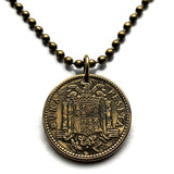 1947 or 1953 Spain España 1 Peseta coin pendant necklace jewelry escudo Español Madrid Barcelona Murcia Asturias Cataluña España Las Palmas Vigo Gijón Ibiza Oviedo n001696