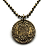 1947 or 1953 Spain España 1 Peseta coin pendant necklace jewelry escudo Español Madrid Barcelona Murcia Asturias Cataluña España Las Palmas Vigo Gijón Ibiza Oviedo n001696