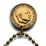 1947 or 1953 Spain España 1 Peseta coin pendant necklace jewelry escudo Español Madrid Barcelona Murcia Asturias Cataluña España Las Palmas Vigo Gijón Ibiza Oviedo n001696