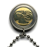 2008 Peru 5 Soles coin pendant escudo Peruano Lima Arequipa Trujillo Chiclayo Piura Huancayo Cusco llama Inca Nazca Lines condor Ica n003512