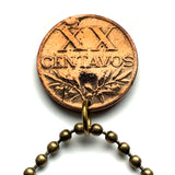 1953 Portugal 20 Cnt coin pendant Portuguese 5 Quinas castles Quincunx cross Lisboa Oporto Sintra Braga Coimbra Évora Faro Santa Maria de Belém Vila Nova de Gaia Mirandese Guimarães Praia da Marinha Viseu Setúbal Amadora Funchal Almada Portalegre n000083b