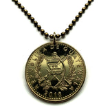 2016 Guatemala 1 Quetzal coin pendant Resplendent Quetzal bird Mixco Villa Nueva Escuintla Huehuetenango Jutiapa Petapa Tikal Quiriguá Maya culture Guate Ladino people Guatemalteco Cobán Quetzaltenango Jalapa Kʼicheʼ people Alta Verapaz Chapín n003542