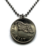 1980 Uruguay 5 Pesos coin pendant bandera Uruguaya Sol de Mayo Montevideo Artigas Rioplatense Maldonado Colonia Rivera Melo Mercedes Minas Pando cocoliche Fortaleza Rocha Lunfardo Gaucho Salto Charrúa Punta del Este Paysandú Piriápolis n003216