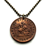1857 Bank of Upper Canada Ontario 1/2 Penny coin token keychain pendant Saint George slaying the dragon slayer Ottawa Montreal Quebec Toronto Vancouver Calgary Mississauga Brampton Ajax Hamilton London Markham Vaughan Kitchener Windsor Burlington n000599