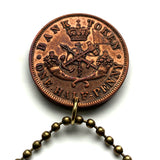 1857 Bank of Upper Canada Ontario 1/2 Penny coin token keychain pendant Saint George slaying the dragon slayer Ottawa Montreal Quebec Toronto Vancouver Calgary Mississauga Brampton Ajax Hamilton London Markham Vaughan Kitchener Windsor Burlington n000599