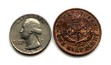 1857 Bank of Upper Canada Ontario 1/2 Penny coin token keychain pendant Saint George slaying the dragon slayer Ottawa Montreal Quebec Toronto Vancouver Calgary Mississauga Brampton Ajax Hamilton London Markham Vaughan Kitchener Windsor Burlington n000599