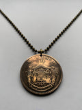 antique! 1867 Romania 10 Bani coin pendant Romanian lion crown Bucharest Wallachia Moldavia Transylvania Cluj Napoca Iasi Constanta Timisoara Brasov Craiova Galati Oradea Ploiesti Braila Sibiu Bran Dracula's castle Vlad the Impaler Vlachs n001609