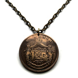 antique! 1867 Romania 10 Bani coin pendant Romanian lion crown Bucharest Wallachia Moldavia Transylvania Cluj Napoca Iasi Constanta Timisoara Brasov Craiova Galati Oradea Ploiesti Braila Sibiu Bran Dracula's castle Vlad the Impaler Vlachs n001609
