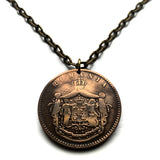 antique! 1867 Romania 10 Bani coin pendant Romanian lion crown Bucharest Wallachia Moldavia Transylvania Cluj Napoca Iasi Constanta Timisoara Brasov Craiova Galati Oradea Ploiesti Braila Sibiu Bran Dracula's castle Vlad the Impaler Vlachs n001609