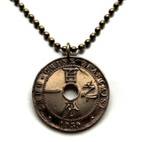 1939 French Indochina 1 Cent coin pendant World War 2 era Vietnam Cambodia Laos Huế Haiphong Can Tho Đà Nẵng Khmer Cham Viet Prey Nokor Kinh people n001575