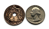 1939 French Indochina 1 Cent coin pendant World War 2 era Vietnam Cambodia Laos Huế Haiphong Can Tho Đà Nẵng Khmer Cham Viet Prey Nokor Kinh people n001575