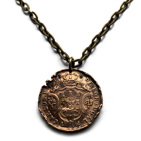 1901 Azores Portugal 5 Réis coin pendant Quinas Ponta Delgada Angra do Heroísmo Horta Macaronesia Porto Lisbon Braga Faro Almada n003957