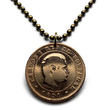 1891 Portugal 10 Reis coin pendant king Carlos I Lisbon Porto Sintra Faro Braga Coimbra Évora Lagoa Funchal Aveiro Guimarães Oeiras n003941