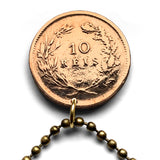 1891 Portugal 10 Reis coin pendant king Carlos I Lisbon Porto Sintra Faro Braga Coimbra Évora Lagoa Funchal Aveiro Guimarães Oeiras n003941