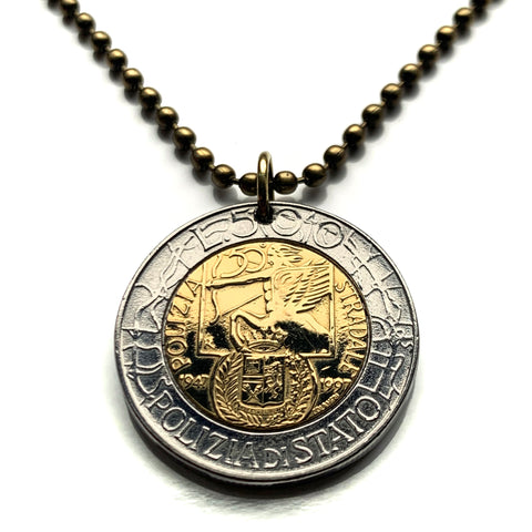 1997 Italy 500 Lire coin pendant Polizia Stradale highway patrol traffic police Centaur Rome Milan Florence Venice Palermo Napoli n000813
