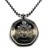 1998 Gambia 1 Dalasi coin pendant necklace West African Slender snouted crocodile alligator Serekunda Brikama Banjul Brikama Kanifing Kerewan n000895