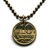 Russia 10 Kopecks coin pendant Saint George on horseback dragon slayer Moscow Saint Petersburg Kazan Yekaterinburg Nizhny Novgorod Chelyabinsk Sochi Rus' Novosibirsk Volgograd Omsk Samara Tatars Siberia Rostov Cossacks Russian Peter the Great n000892