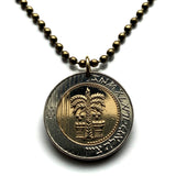 Israel 10 Sheqalim coin pendant Jewish date palm tree Jerusalem Tel Aviv menorah Haifa Rishon LeZion Palestine Petah Tikva Ashdod Judea Star of David Netanya Beersheba Hasmonaean Ashkenazi Torah Rosh Hashanah Hebrew Bar-Kochba Safed Nazareth n001456