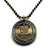 Israel 10 Sheqalim coin pendant Jewish date palm tree Jerusalem Tel Aviv menorah Haifa Rishon LeZion Palestine Petah Tikva Ashdod Judea Star of David Netanya Beersheba Hasmonaean Ashkenazi Torah Rosh Hashanah Hebrew Bar-Kochba Safed Nazareth n001456