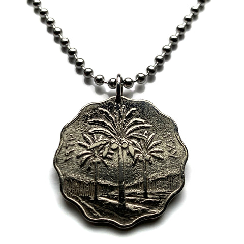 1967 Iraq 10 Fil coin pendant Iraqi palm tree Baghdad Mosul Basra Kirkuk Erbil Najaf Karbala Tigris Euphrates cradle of civilization n003740