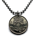 1981 Iraq 25 Fils coin pendant palm trees Baghdad Mosul Erbil Uruk Arab Kurds Persian Gulf middle east Tigris Euphrates Islam n002641