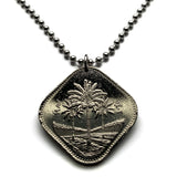 1982 Iraq 500 Fils coin pendant date palm tree Baghdad Mosul Basra Erbil Kirkuk Eyraca Arabica Middle East Tigris Euphrates Mesopotamia Sumerian Akkadian Empire Assyrian Kurdish Uruk Warka Sawad n002825