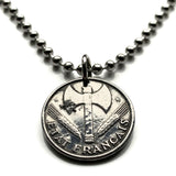 1943 France 50 Centimes French coin pendant double axe Labrys World War 2 era Paris Marseille Lyon Toulouse Lille Rennes Reims Havre Toulon n003951