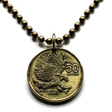 1994 Philippines 50 Sentimo coin pendant Monkey-eating eagle Manila Bohol Cebu Coron Mindanao Luzon Batangas Bulacan Cavite Laguna n002041