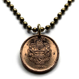 1996 Guyana 1 Dollar coin pendant Guyanese jaguars Cacique's Crown Georgetown British Guiana The Golden Arrowhead Linden New Amsterdam Anna Regina Indian Caribbean Upper Mazaruni Dougla Kapóng hoatzin stinkbird Demerara Mahaica West Indies n002972