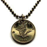 Croatia Hrvatska 10 Lipa coin pendant tobacco plant Duhan Sahovnica Zagreb Split Rijeka Osijek Zadar Pula Slavonski Brod Dubrovnik Karlovac Varazdin Sibenik Dalmatia Slavonia Istria Primorje Gorski Kotar Rovinj Porec Opatija Yugoslavia Hrvati n000403