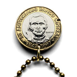 1997 Dominican Republic 5 Pesos coin pendant necklace jewelry Santo Domingo El Cibao Pico Duarte Cap Cana Saona Baní Moca caribbean beach n001438