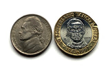 1997 Dominican Republic 5 Pesos coin pendant necklace jewelry Santo Domingo El Cibao Pico Duarte Cap Cana Saona Baní Moca caribbean beach n001438