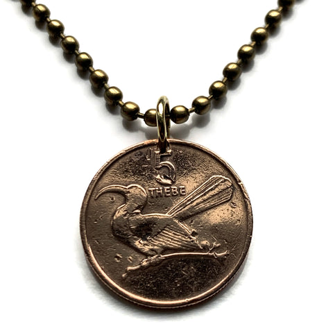 1989 1991 Botswana 5 Thebe Münzanhänger Rotschnabel-Nashornvogel Toko-Vogelbulle Selibe Phikwe Tswana Bantu Setswana Kalanga Serowe Pula n001944