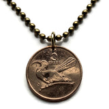 1984 Botswana 5 Thebe coin pendant Red-billed hornbill Toko bird bull Selibe Phikwe Tswana Bantu Setswana Kalanga Serowe Pula n001944