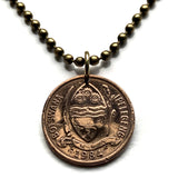 1984 Botswana 5 Thebe coin pendant Red-billed hornbill Toko bird bull Selibe Phikwe Tswana Bantu Setswana Kalanga Serowe Pula n001944