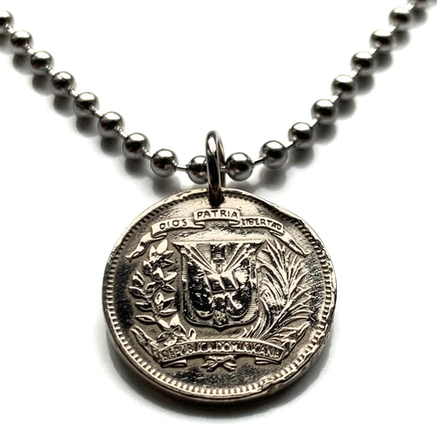 1967 República Dominicana Dominican Republic 10 Centavos coin pendant escudo Dominicano Indian woman Santo Domingo Santiago Quisqueya La Vega San Cristóbal Punta Cana Puerto Plata Zona Colonial Duarte Cap Cana Isla Saona Baní La Romana Boca Chica n000931