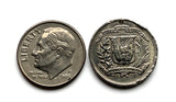 1967 República Dominicana Dominican Republic 10 Centavos coin pendant escudo Dominicano Indian woman Santo Domingo Santiago Quisqueya La Vega San Cristóbal Punta Cana Puerto Plata Zona Colonial Duarte Cap Cana Isla Saona Baní La Romana Boca Chica n000931