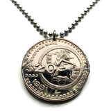 1981 Mexico 20 Pesos coin pendant necklace Mayan ball player Chichen Itza Yucatán Mexican eagle Mesoamerica Lakamha pyramid temple n002117