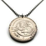 1981 Mexico 20 Pesos coin pendant necklace Mayan ball player Chichen Itza Yucatán Mexican eagle Mesoamerica Lakamha pyramid temple n002117