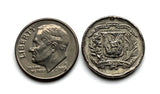 1967 República Dominicana Dominican Republic 10 Centavos coin pendant escudo Dominicano Indian woman Santo Domingo Santiago Quisqueya La Vega San Cristóbal Punta Cana Puerto Plata Zona Colonial Duarte Cap Cana Isla Saona Baní La Romana Boca Chica n000931