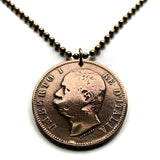 1893 Italy 10 Centesim coin pendant king Umberto I Roma Milan Venice Florence Napoli Palermo Bologna Verona Torino Pisa Capri Matera n002371
