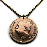 1893 Italy 10 Centesim coin pendant king Umberto I Roma Milan Venice Florence Napoli Palermo Bologna Verona Torino Pisa Capri Matera n002371