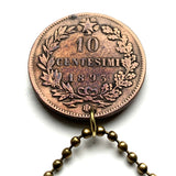 1893 Italy 10 Centesim coin pendant king Umberto I Roma Milan Venice Florence Napoli Palermo Bologna Verona Torino Pisa Capri Matera n002371