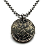Germany Deutschland 1 Mark coin pendant black German eagle Berlin Hamburg Munich Cologne Frankfurt Stuttgart Düsseldorf Bavaria Dortmund Leipzig Bremen Dresden Rothenburg Heidelberg Hannover Saxony Essen Bonn Nuremberg Brandenburg n001136